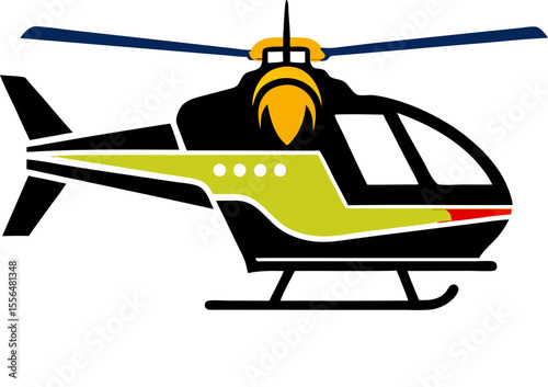 "Helicopter service logo with rotor blades" on a white background.