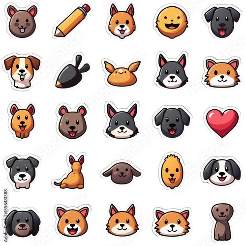 Collection of Cute Cartoon Dogs and Puppies Stickers for Kids and Pet Lovers