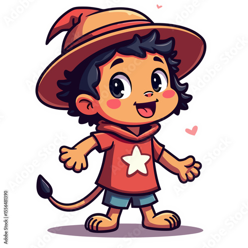 Cute cartoon mouse dressed as a wizard with a big hat and star shirt