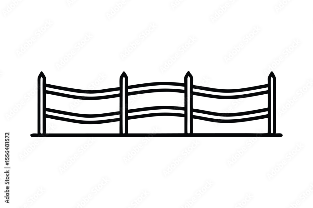 Fototapeta premium Ranch wooden fence line art vector illustration