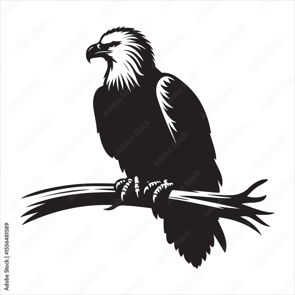 Obraz premium siting eagle Silhouette Vector Art, and Graphic, vector black color silhouette 