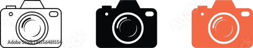 Camera photography vector icon set digital dslr photo lens equipment illustration modern design minimal style editable vector illustration with png format