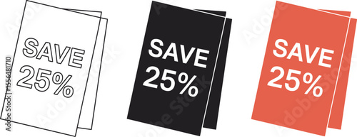 Save discount coupon offer promotion sale percent off price reduction special deal voucher bargain deal editable vector illustration with png format
