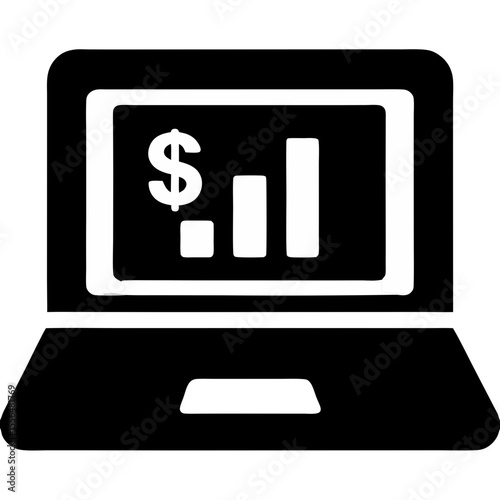Minimalistic Business Growth and Financial Data Analysis Icon in Black and White