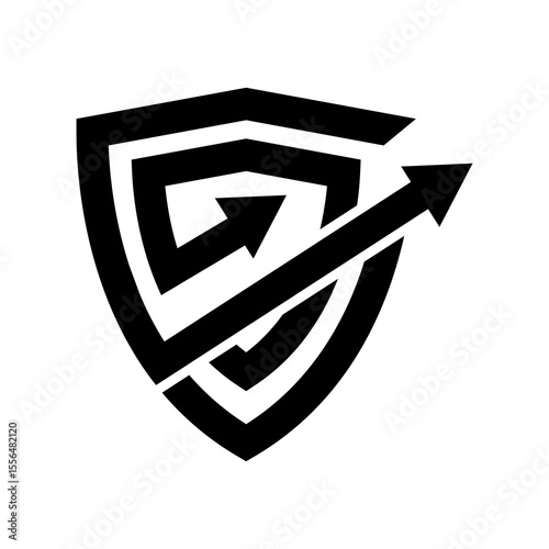 Secure Growth: A shield with an upward arrow, symbolizing protection and advancement.