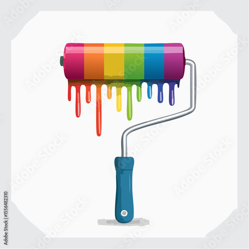A paint roller dripping with bold color
