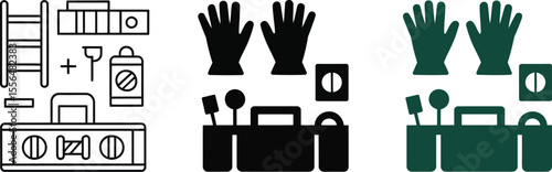 Construction tools and equipment vector icon set for building and repair work and home improvement projects editable vector illustration with png format