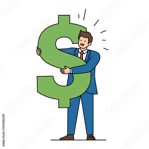 Vector of a person holding a dollar