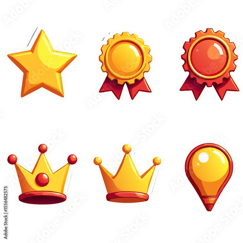 Colorful Award and Badge Stickers Collection for Achievements and Celebrations