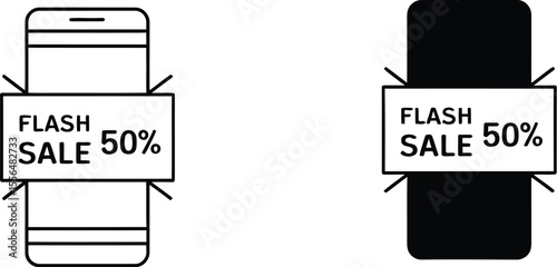 Flash sale promotion for mobile devices and accessories with discount offer fifty percent off now online editable vector illustration with png format