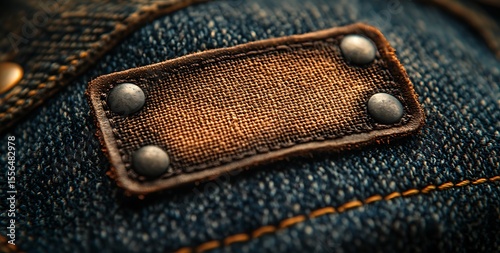 Vintage Denim Label Mockup Rustic Leather Patch Design Template
