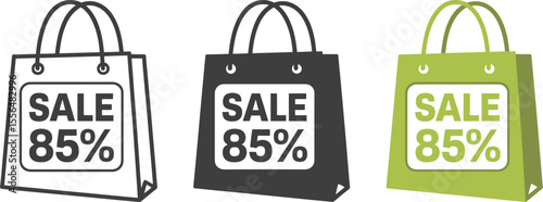 Sale eighty five percent off discount shopping bag vector illustration promotion retail offer special editable vector illustration with png format