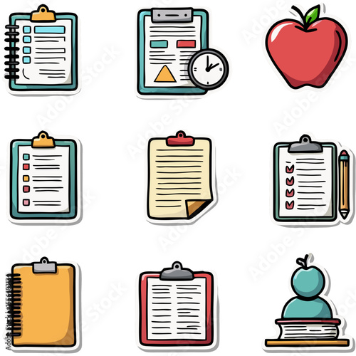 Collection of various notepads clipboards and writing materials for organized note taking and