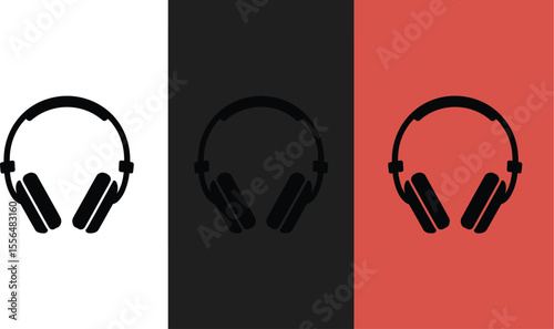 Headphones music audio sound listen dj headset technology wireless entertainment device accessories black editable vector illustration with png format