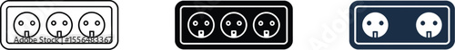 Electrical outlet power strip surge protector vector illustration icon set for home and office use editable vector illustration with png format