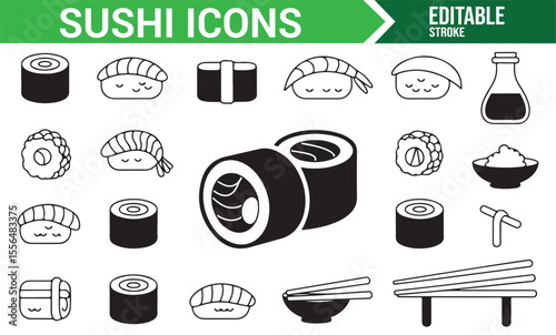 Simple and Elegant Sushi Icons for Web and Graphic Design Projects