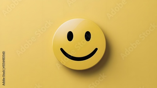 Smiley Face Icon on Yellow Background: A minimalist image featuring a yellow smiley face icon on a matching yellow backdrop, embodying cheerfulness and simple digital expression.