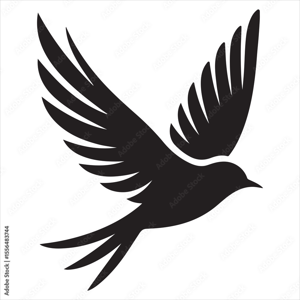 Obraz premium Side view of a perched bird vector silhouette on a branch, black colour vactor 