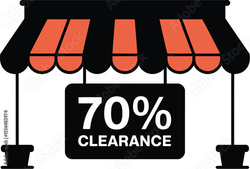 Shop sale clearance seventy percent discount retail store promotion special offer deal limited time only editable vector illustration with png format
