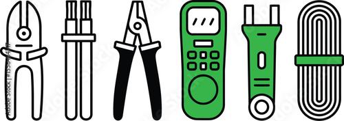 Electrical tools vector illustration featuring pliers cutters tester and cable for electrician work 100 editable vector illustration with png format