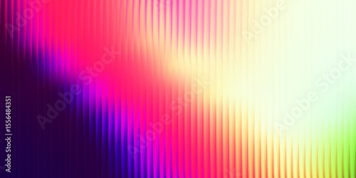 Iridescent glass texture with vertical ribbed lines and soft blue, amber, violet gradient ripple. Holographic distortion, modern translucent surface, futuristic vector illustration.