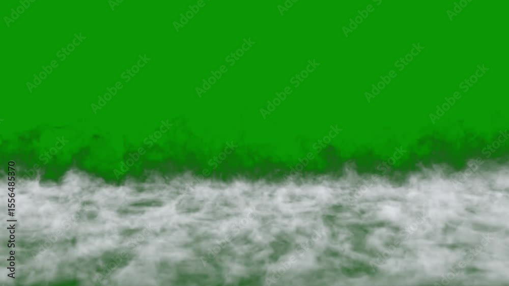 A green background with white smoke and clouds screen on it in the green screen animated chromakey background frame composition layers design depth gesture movement cartoonish backgrounds