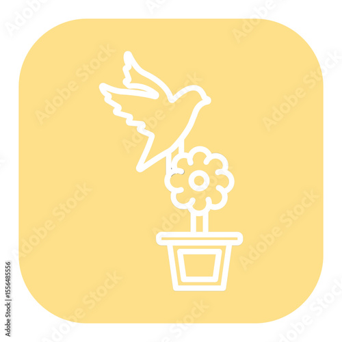 Bird on Flower Pot Icon