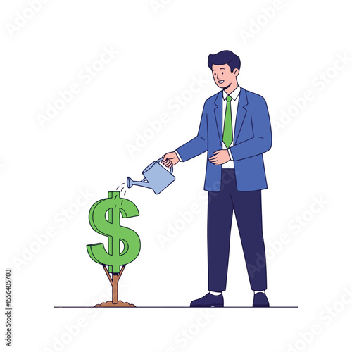 A person's investment vector is illustrated pouring dollars into it.