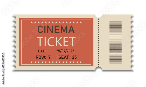 Movie ticket template on white background.
