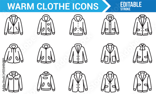 Line Art Collection of Jackets, Coats, and Hoodies for Fashion Websites and Apps