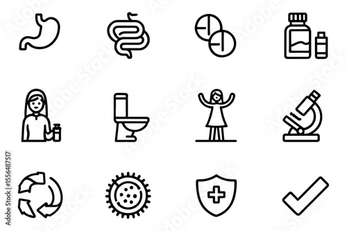 Gut Health Icons Digestive System, Supplements, Wellness, and More - A021.ai Inspired