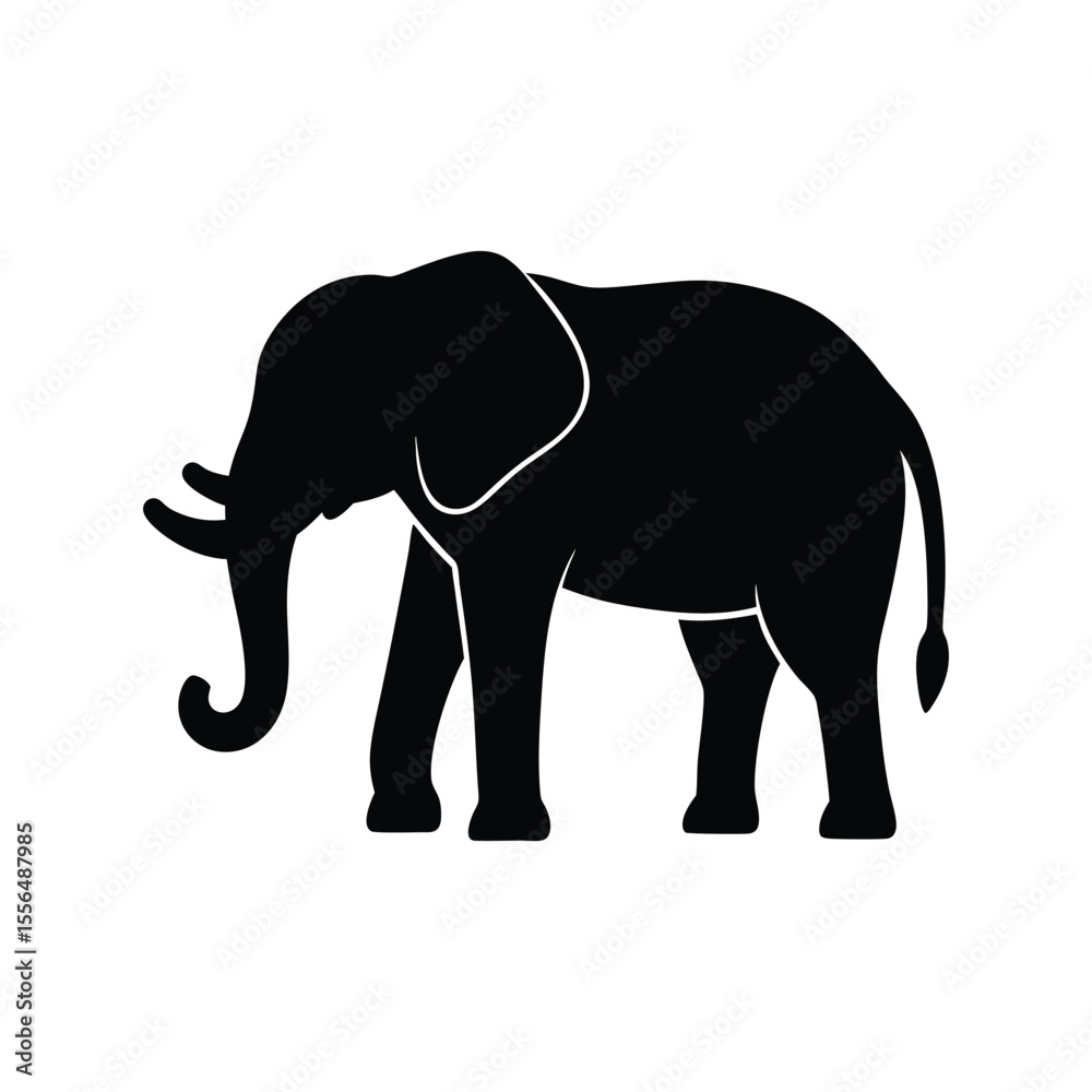 Fototapeta premium Elephant silhouette vector art illustration