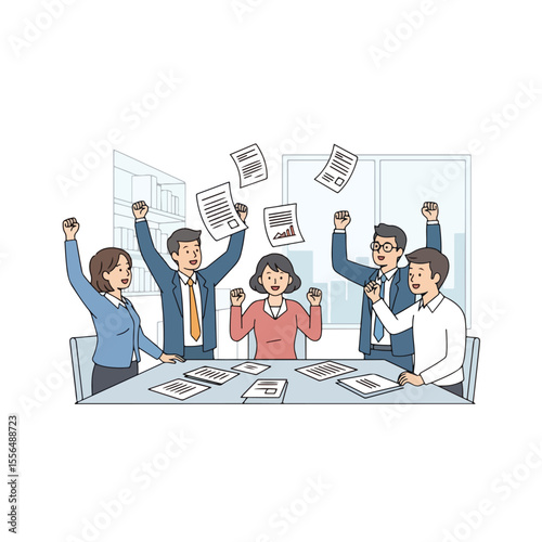 Vector of a team successfully working on a project