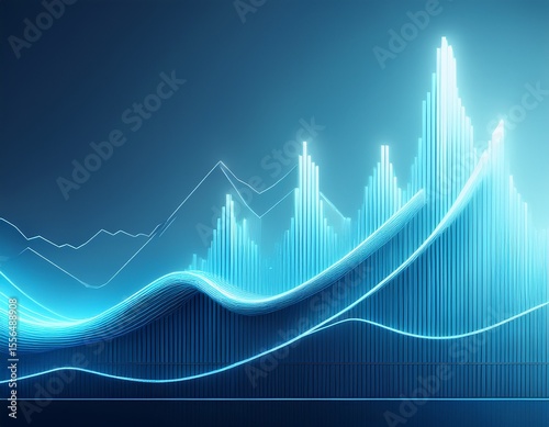 minimalistic sky blue line graph showing economic rise simple growth curve