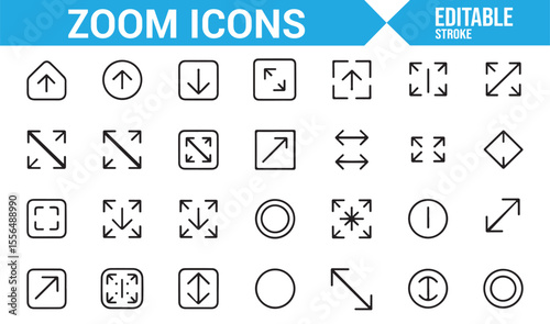 Icons for zooming, navigation, and resizing in UI/UX and digital design projects