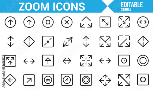 Zooming and resizing icons for UI/UX design, web development, and navigation