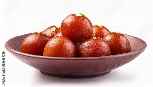 delicious gulab jamun in a bowl isolated on a white background