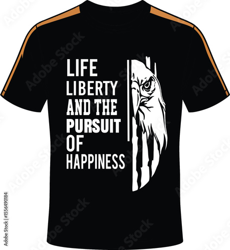 Black t shirt with eagle graphic and text vector