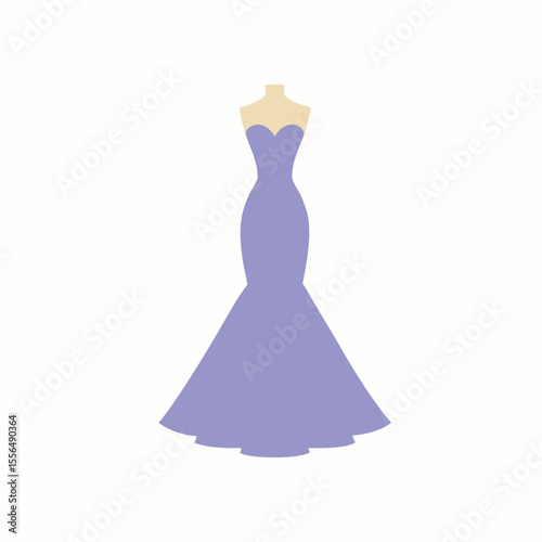 vector art silhouette formal dress, wedding grown, cocktail dress, strapless bodice, flared skirt, fashion illustration, elegant, high contrast, minimalist design on white background