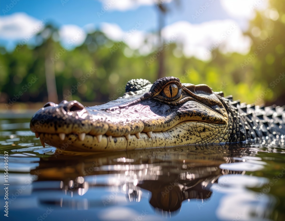 Obraz premium Close-up of a crocodile's head