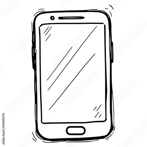 Doodle sketch vector icon of a smartphone for communication and technology concepts