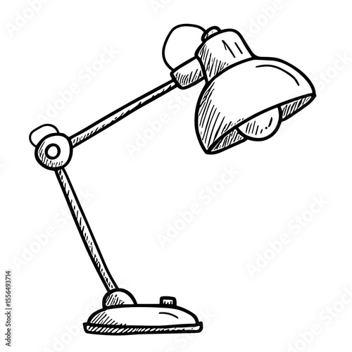 Doodle sketch vector icon of a desk lamp for lighting and workspace concepts