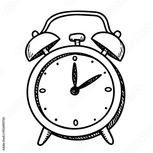 Doodle sketch vector icon of an alarm clock for time management and scheduling concepts