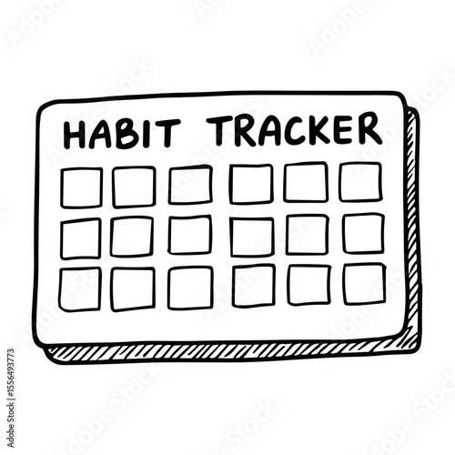 Doodle sketch vector icon of a habit tracker for personal development and productivity