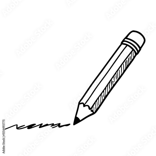 Doodle sketch vector icon of a pencil for writing and creative expression concepts