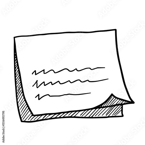 Doodle sketch vector icon of a sticky note for reminders and organization concepts