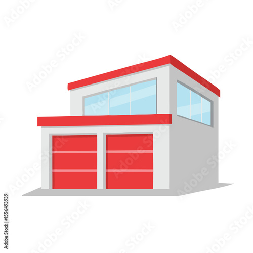 Fire station building exterior design vector art design 