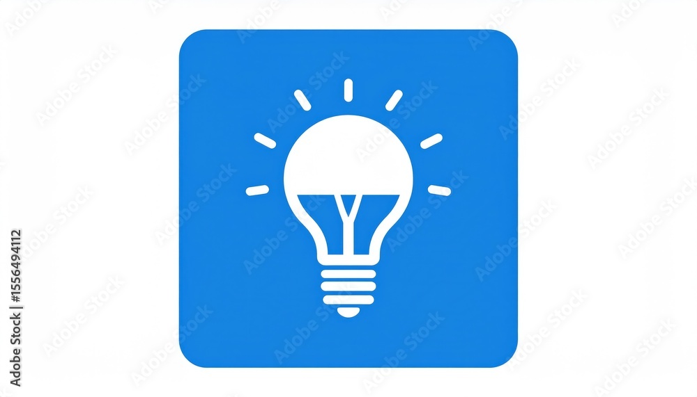 Blue square with white lightbulb Blue square with white lightbulb