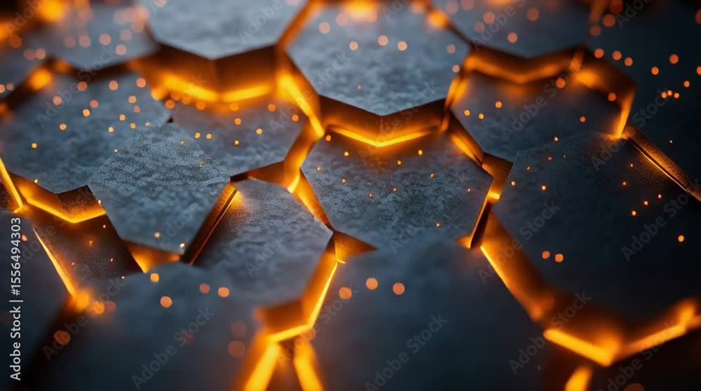 Motif Géométrique Hexagonal Abstrait avec Effet 3D et Dégradés Miel