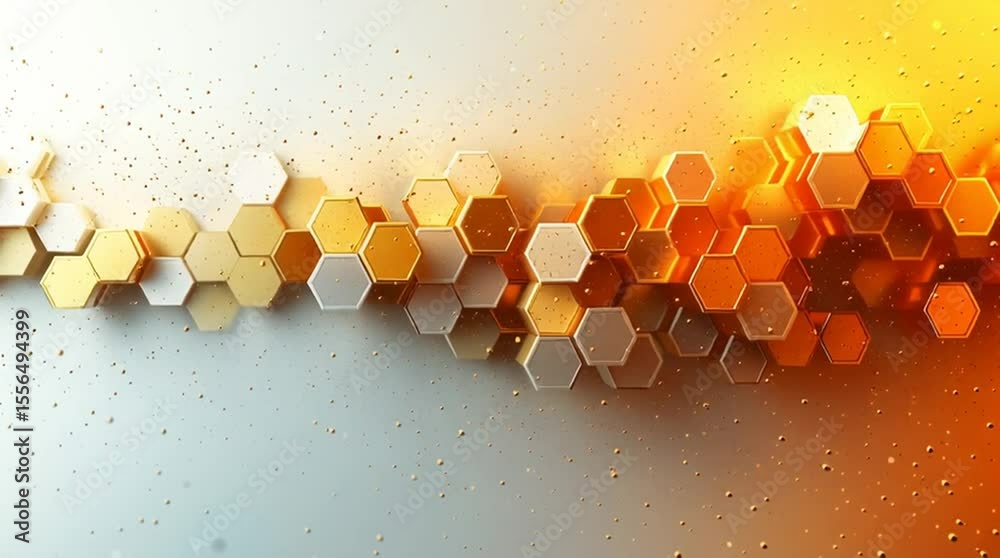 Motif Géométrique Hexagonal Abstrait avec Effet 3D et Dégradés Miel